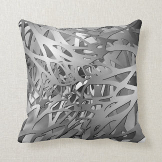Coussin Argent et branches abstraites de gris