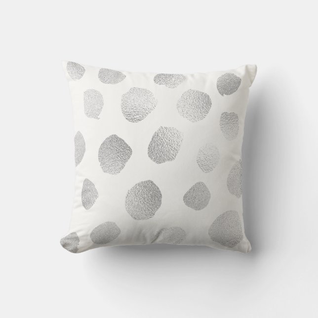 Coussin Argent gris peint Pois métal blanc (Recto)
