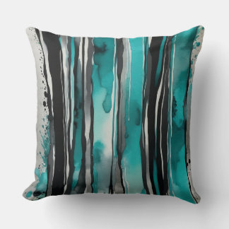 Coussin Argent Turquoise noir et blanc éclat