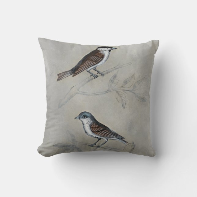 Coussin Argent | Une paire d'oiseaux (Recto)