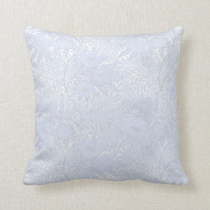 Coussin argenté bleu-clair de damassé florale