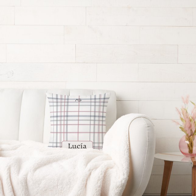 Coussin Aria Grace Frost & Sky Nordic Plaid Pattern Name (Canapé)