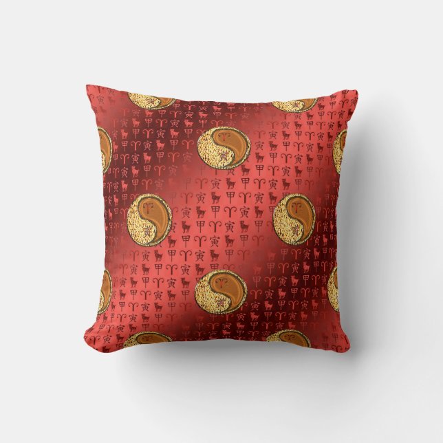 Coussin Aries & Wood Tiger Throw Pillow (Recto)