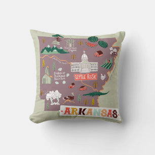 Coussin Arkansas Illustré : USA Travel Map