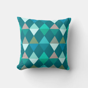 Coussin Arlequin / motif de diamants - Turquoise et Aqua