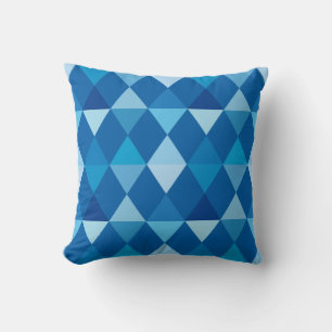 Coussin Arlequin / motif diamant - Denim Blues