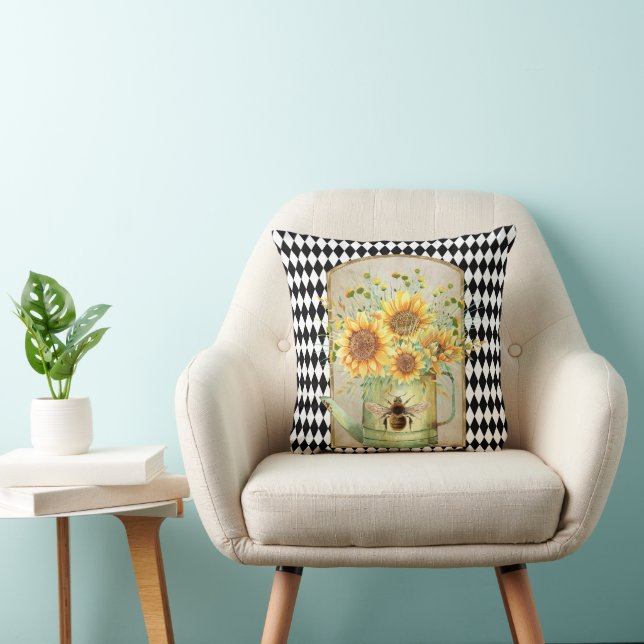Coussin Arlequin vintage Jardin Tournesols (Chaise)