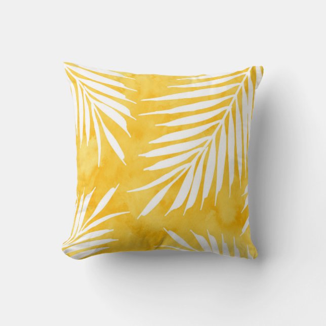 Coussin Armature de palme jaune doré Silhouette (Recto)