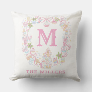 Coussin Armoiries de monogramme de friandises de vacances