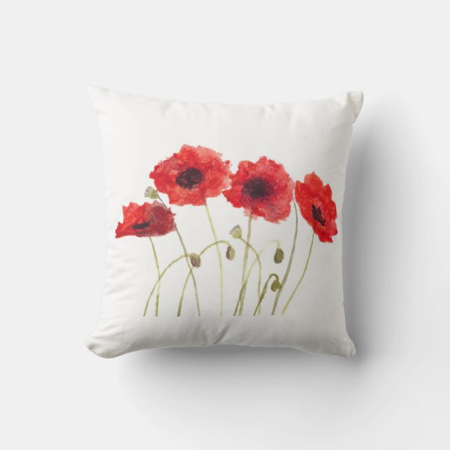 Coussin Arôme de la fleur d'aquarelle rouge (Recto)