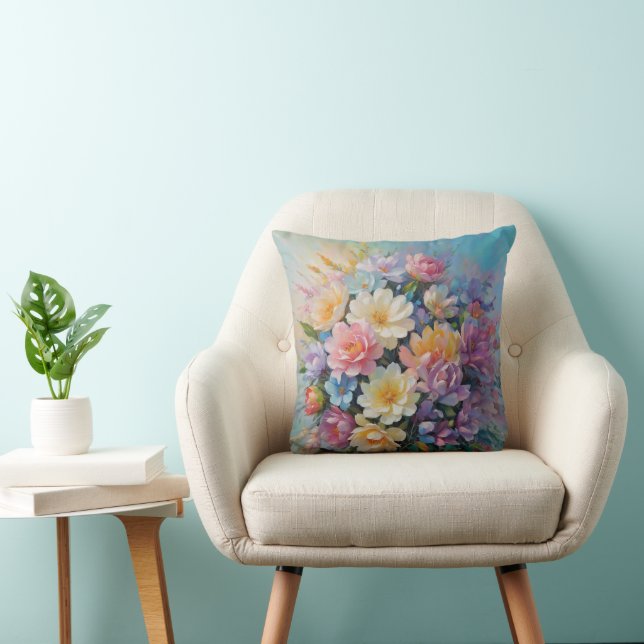 Coussin Arrangement de fleurs peint (Chaise)