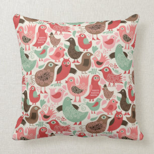 Coussin arrière - plan avec les oiseaux mignons