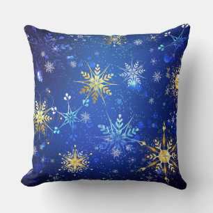 Coussin Arrière - plan Bleu XMAS avec des flocons de neige