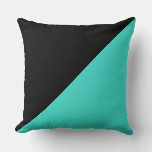 Coussin Arrière - plan couleur solide Turquoise et noire
