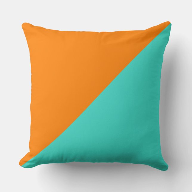 Coussin Arrière - plan couleur solide turquoise et orange  (Recto)