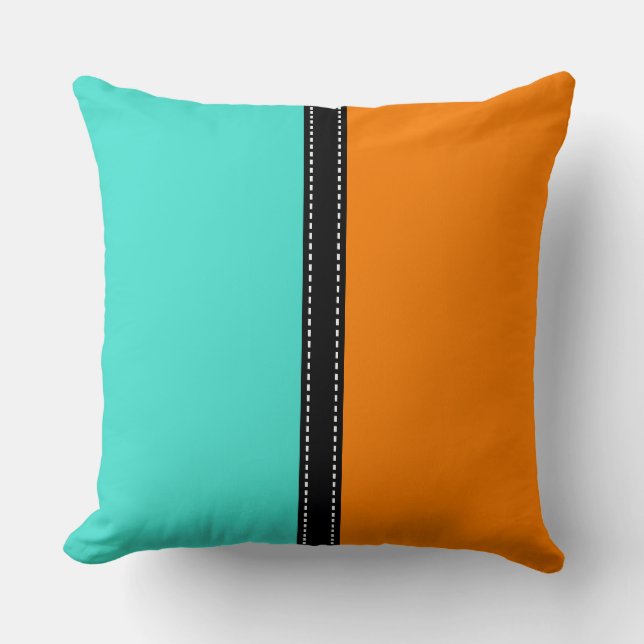 Coussin Arrière - plan couleur solide turquoise et orange (Recto)
