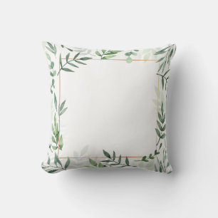 Coussin Arrière - plan d'aquarelle feuille du cadre