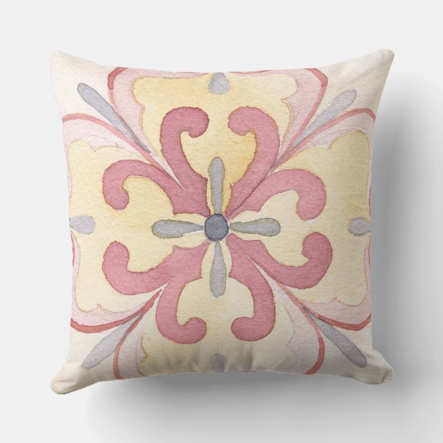 Coussin Arrière - plan d'aquarelle fleurie classique (Verso)