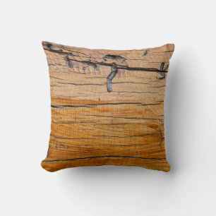 Coussin Arrière - plan de bois naturel, tranche de bois et