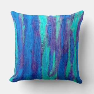 Coussin Arrière - plan de céréales en bois moderne bleu