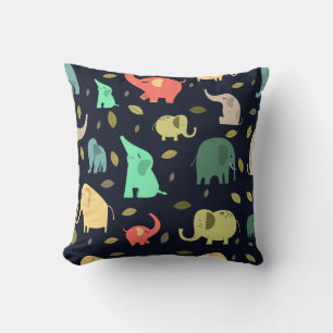 Coussin Arrière - plan de feuille éléphant Motif plat colo
