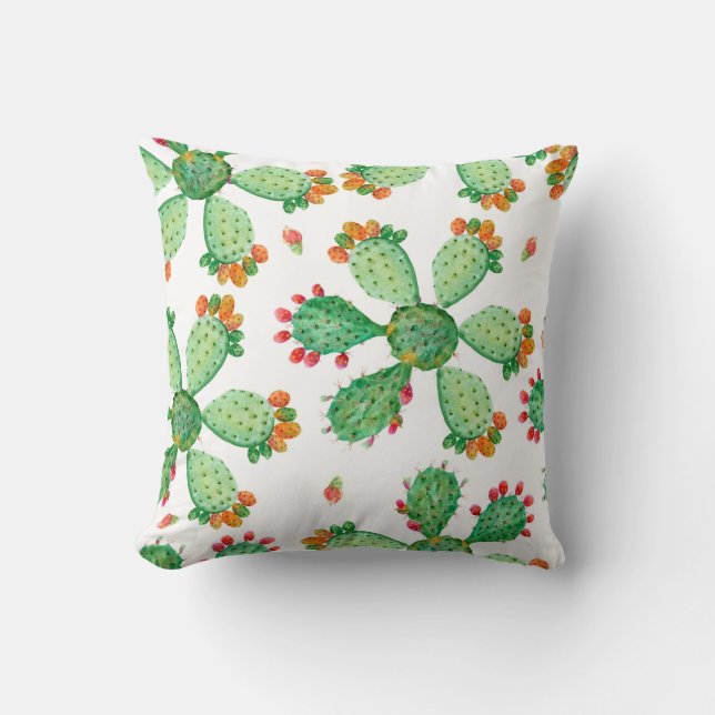 Coussin Arrière - plan de jeu de cactus transparent en aqu (Recto)