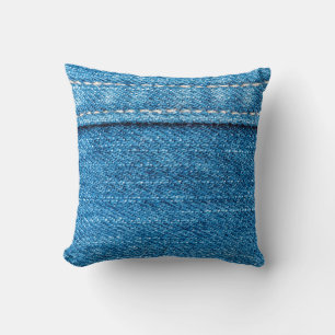 Coussin Arrière - plan de texture jeans bleu.