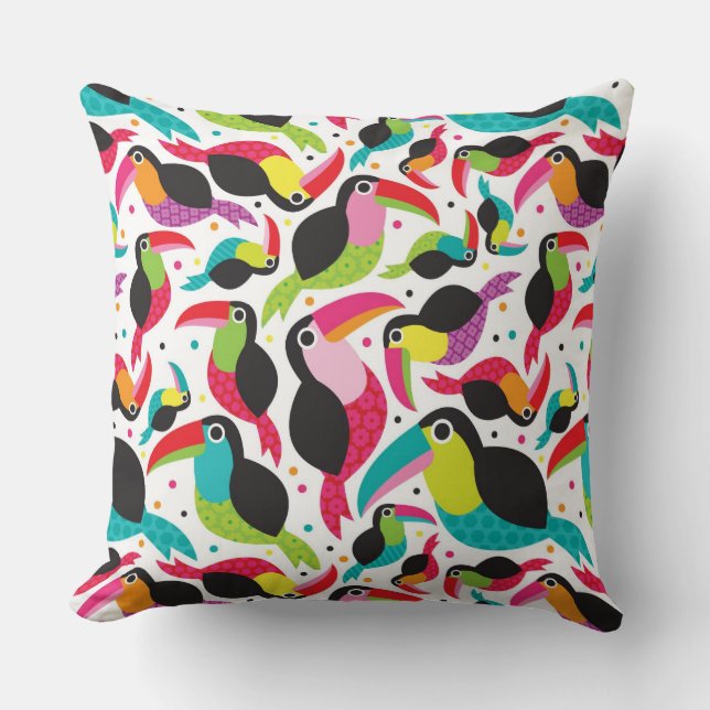 Coussin arrière - plan exotique d'oiseau de toucan du (Recto)
