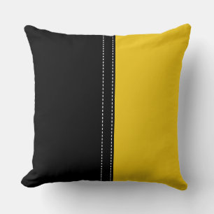 Coussin Arrière - plan noir & Jonquil couleur solide