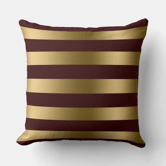 Coussin Arrière - plan rouge Bourgogne moderne Gold Stripe (Recto)