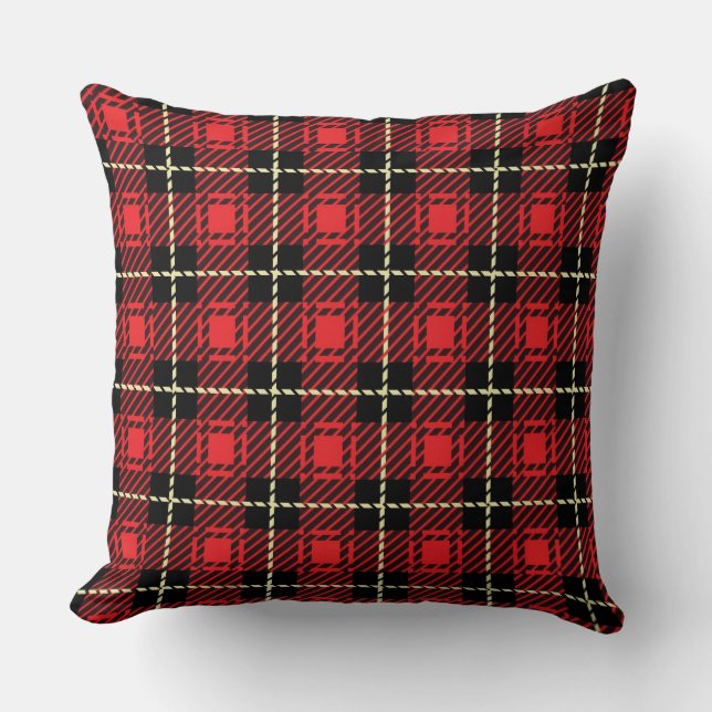 Coussin Arrière - plan rouge de plaid (Recto)