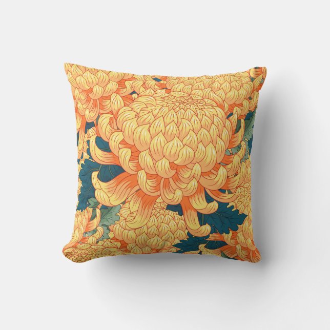 Coussin Arrière - plan sans couture avec fleurs jaunes jap (Recto)