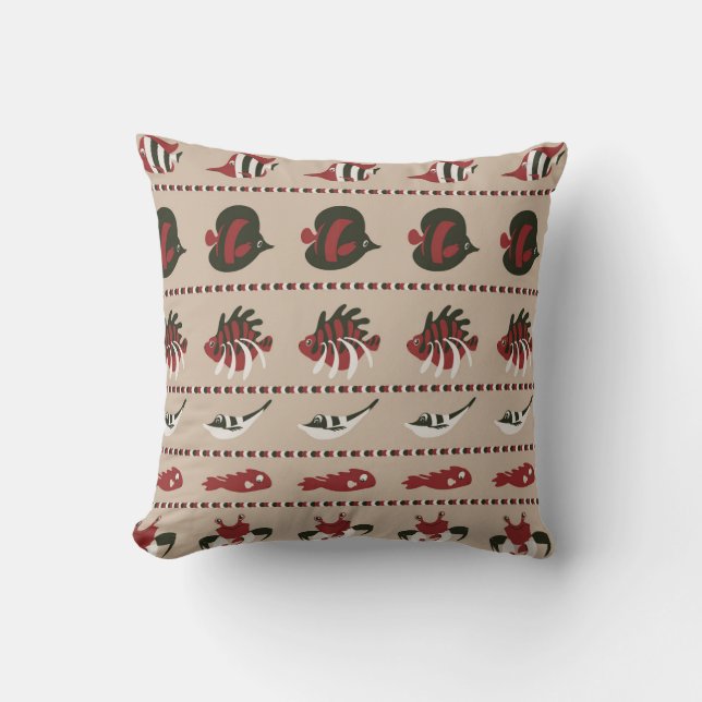 Coussin Arrière - plan sans couture avec vie marine - crab (Recto)