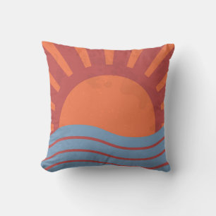 Coussin arrière - plan vintage avec mer et soleil. Rétro é