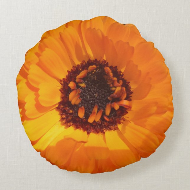 Coussin arrondi à fleurs orange (Dos)