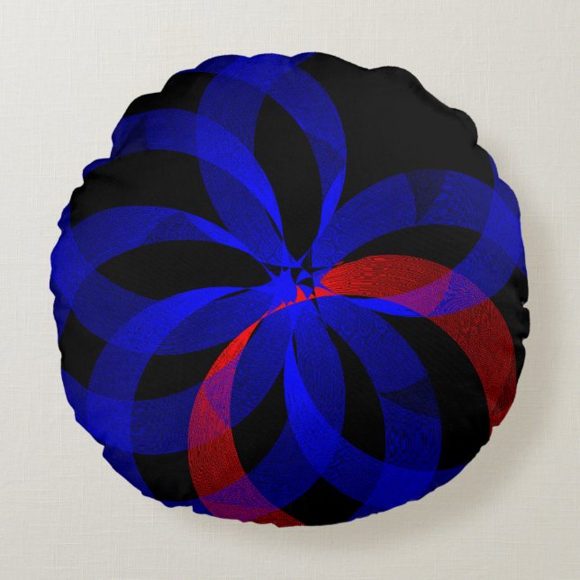 Coussin arrondi géométrique en arc rouge (Devant)