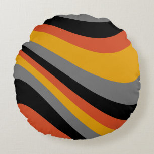 Coussin arrondi rayé Brown