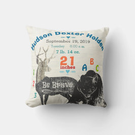 Coussin Arrow Boy Forest Nursery Babth Birth Stat Bear Dee
