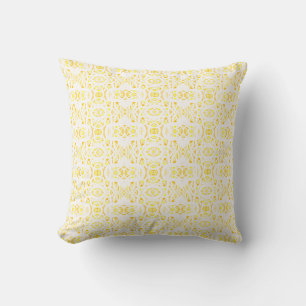 Coussin Art à la gouache abstrait jaune blanc Firebrand