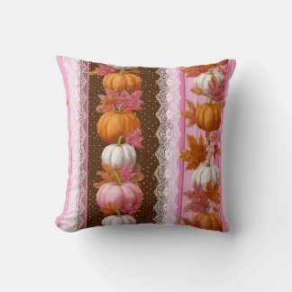 Coussin Art à motif rayé de citrouille automnale en dentel