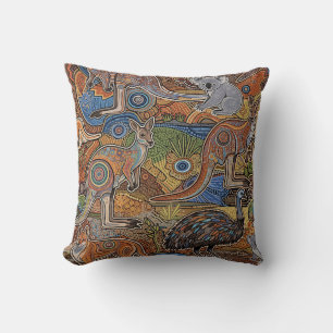 COUSSIN ART ABORIGÈNE D'ANIMAUX NATURELS AUSTRALIENS
