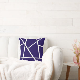Coussin Art Abstrait bleu foncé violet blanc minimalisme