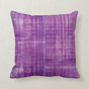 Coussin Art abstrait de motif de rayures de pourpre