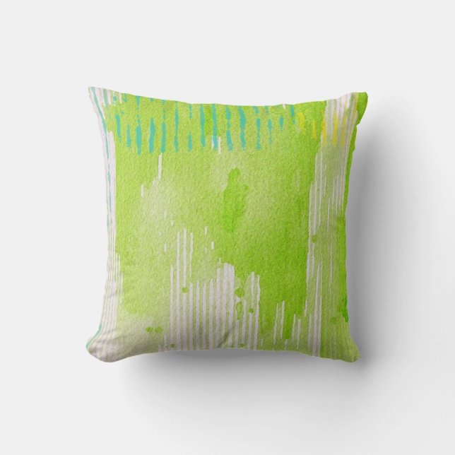 Coussin art abstrait de vert de chaux (Recto)