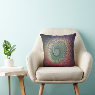 Coussin Art abstrait d'escargot moderne coloré fractal