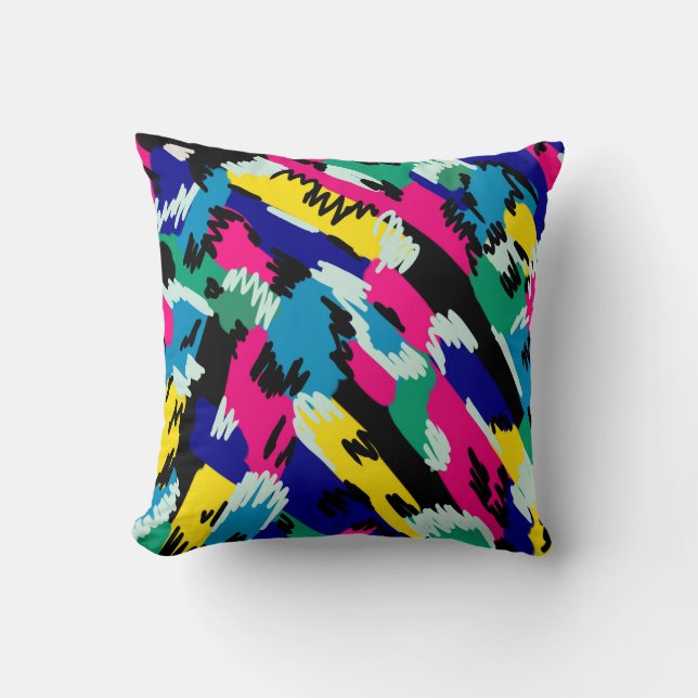 Coussin Art Abstrait en gras dans les couleurs primaires (Recto)