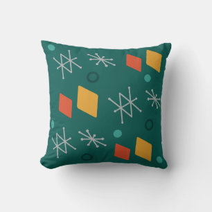 Coussin Art Abstrait géométrique des années 1950 Turquoise