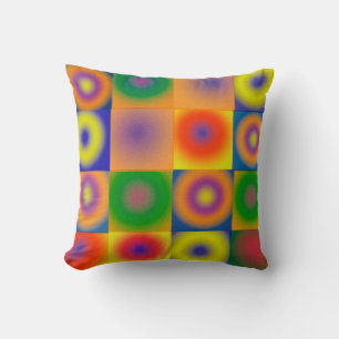 Coussin Art Abstrait Gras Bleu Jaune Rouge Bleu