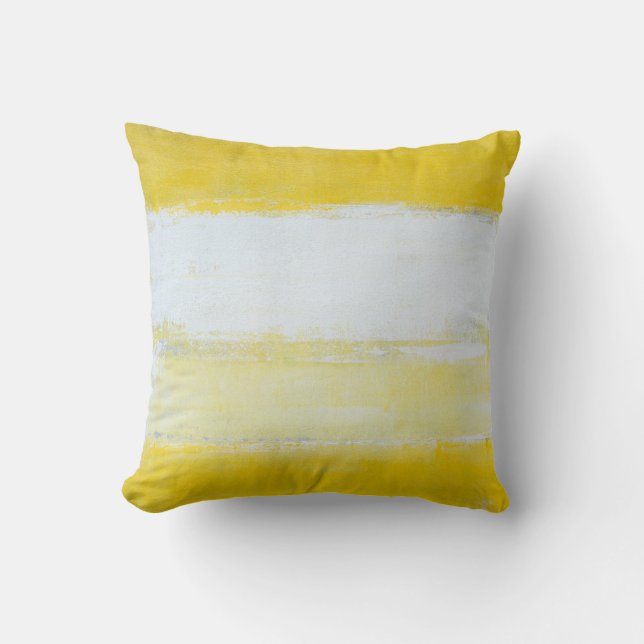 Coussin Art abstrait gris et jaune "de tir instantané" (Recto)