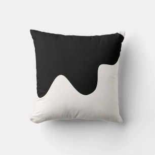 Coussin Art Abstrait minimal moderne noir et blanc